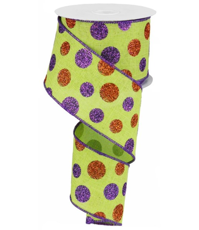 2.5"X10yd Multi Size Glitter Dots/Royal  Ribbon