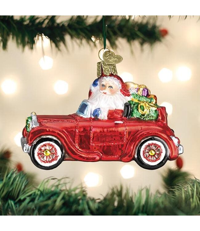 OLD WORLD CHRISTMAS Santa In Antique Car Ornament