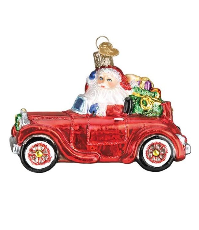 OLD WORLD CHRISTMAS Santa In Antique Car Ornament