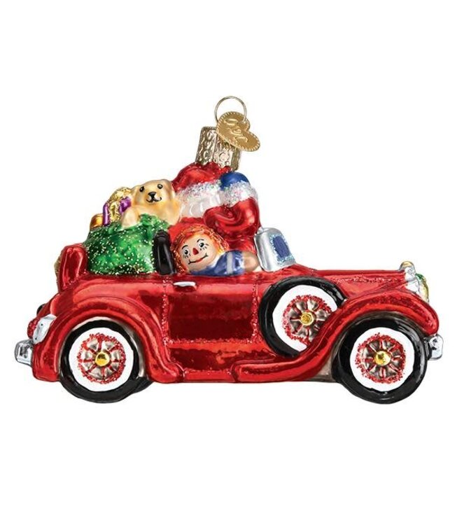 OLD WORLD CHRISTMAS Santa In Antique Car Ornament