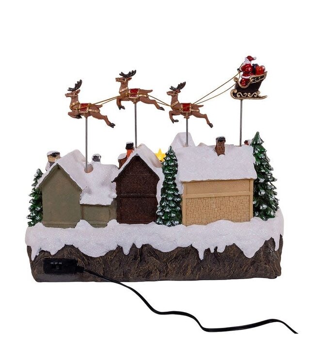 7.3" Battery Operated Multicolor LED Lighted Musical Santa & Sleigh Table Piece