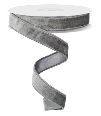 7/8”x10yd Dark Grey Deluxe Velvet/Satin Backing