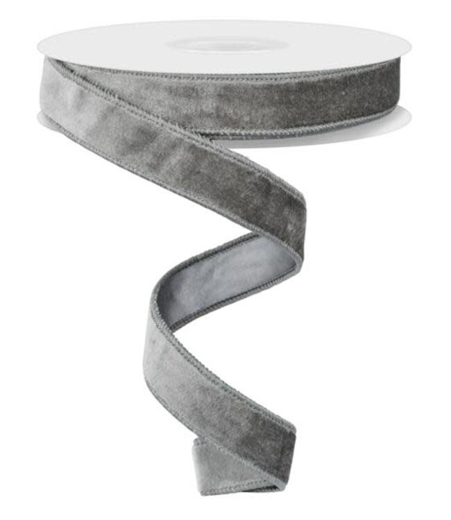 7/8”x10yd Dark Grey Deluxe Velvet/Satin Backing