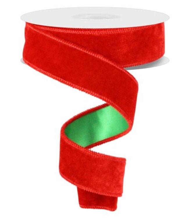 1.5”x10yd Deluxe Velvet/Satin Back Red/Green