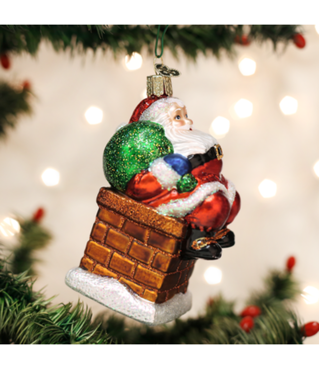 OLD WORLD CHRISTMAS Chimney Stop Santa Ornament