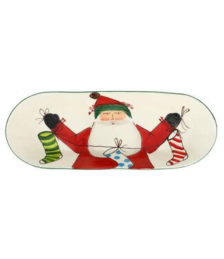 VIETRI Old St. Nick Bread Server with Stockings