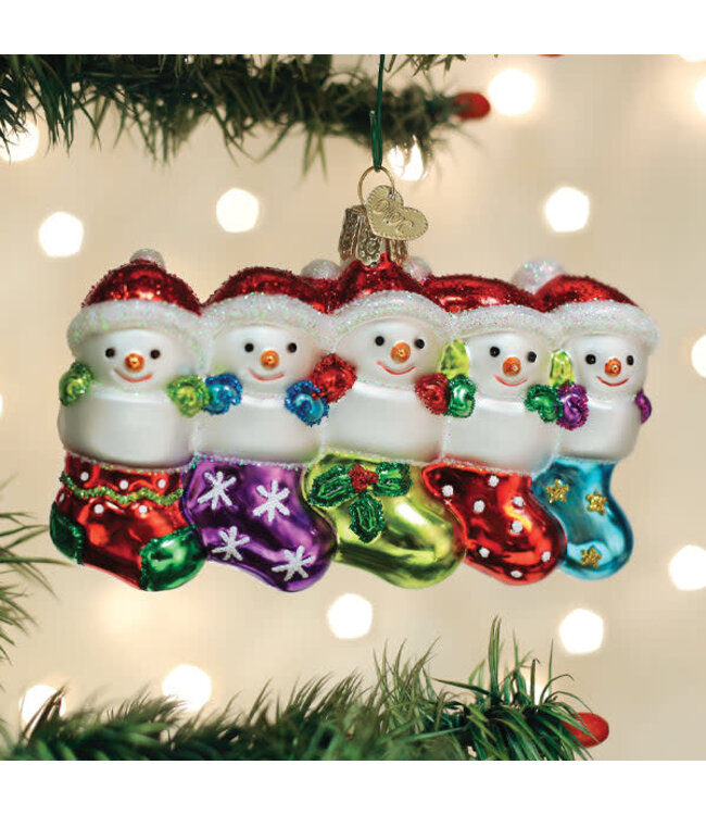 OLD WORLD CHRISTMAS Snow Family Of 5 Ornament