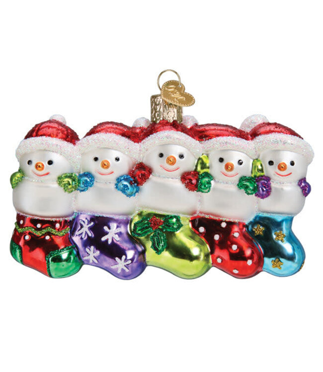 OLD WORLD CHRISTMAS Snow Family Of 5 Ornament