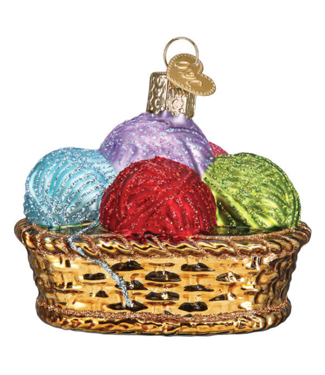 OLD WORLD CHRISTMAS Basket Of Yarn Ornament