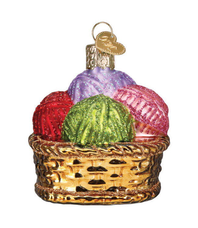 OLD WORLD CHRISTMAS Basket Of Yarn Ornament