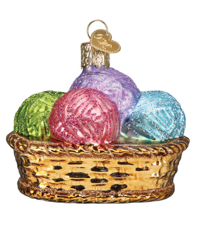 OLD WORLD CHRISTMAS Basket Of Yarn Ornament