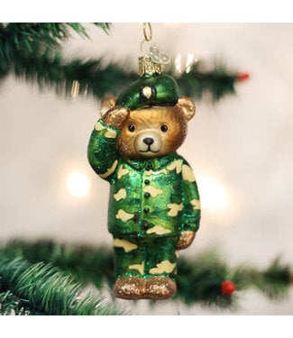 OLD WORLD CHRISTMAS Army Bear Ornament