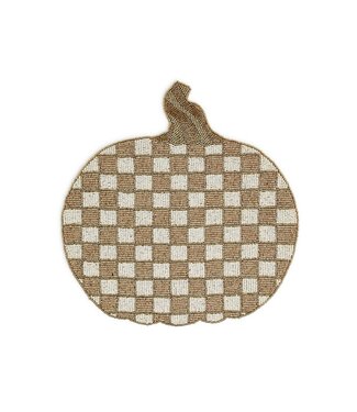 MACKENZIE CHILDS Mocha Check Pumpkin Beaded Placemat