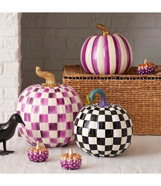 MACKENZIE CHILDS Plum Check Pumpkin - Large