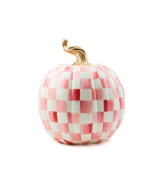 MACKENZIE CHILDS Bubblegum Pink Check Pumpkin - Large