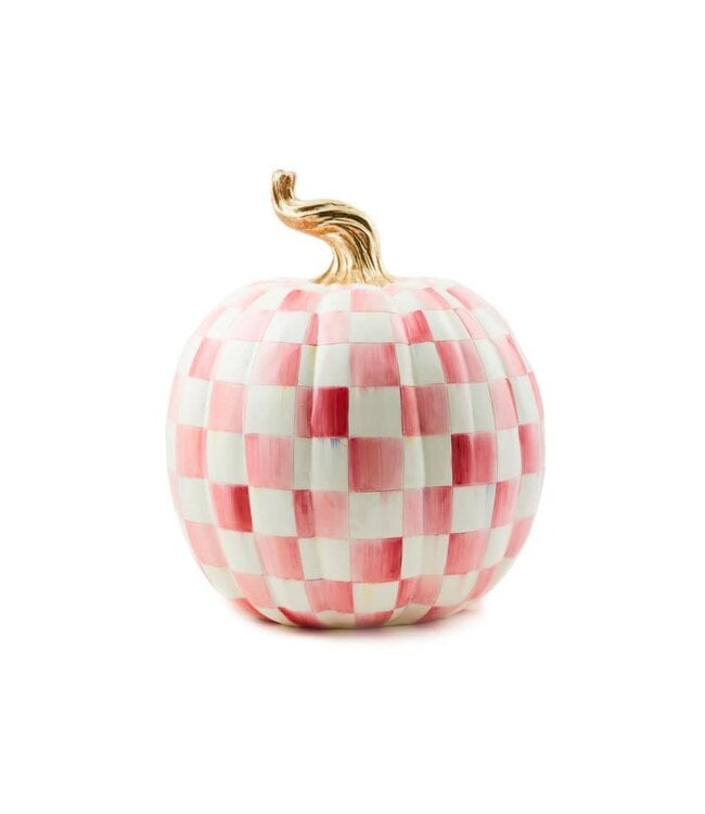 MACKENZIE CHILDS Bubblegum Pink Check Pumpkin - Large