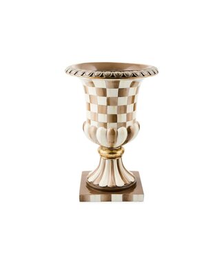 MACKENZIE CHILDS Mocha Check Tabletop Pedestal Urn