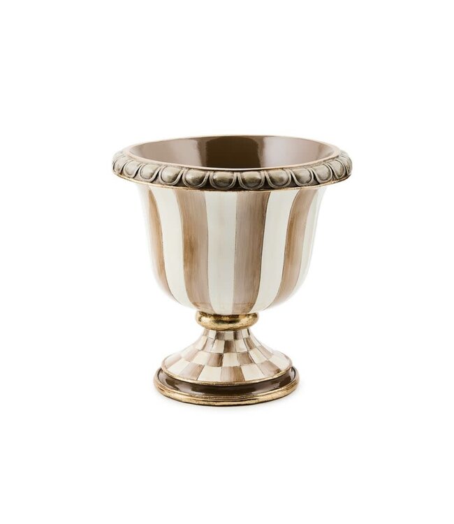 MACKENZIE CHILDS Mocha Stripe Tabletop Urn