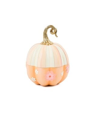 MACKENZIE CHILDS Rosy Stripe Flower Power Pumpkin