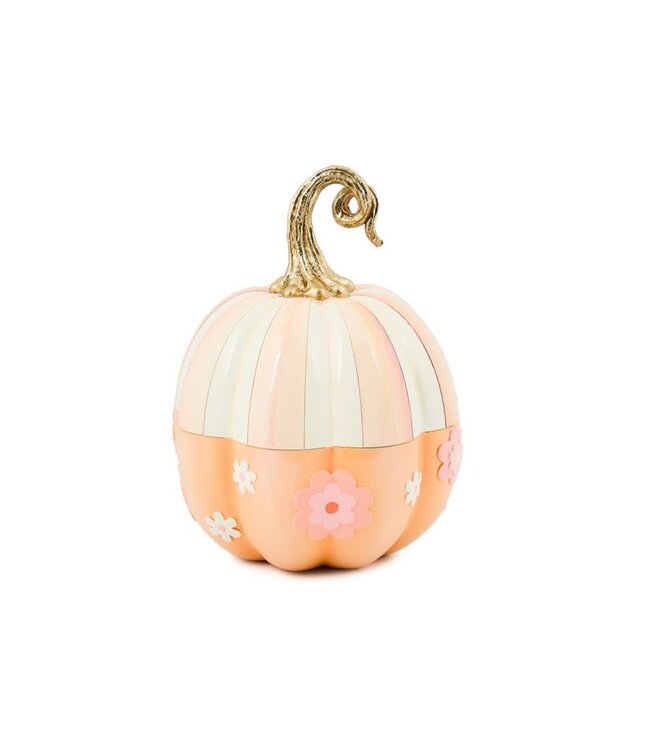 MACKENZIE CHILDS Rosy Stripe Flower Power Pumpkin