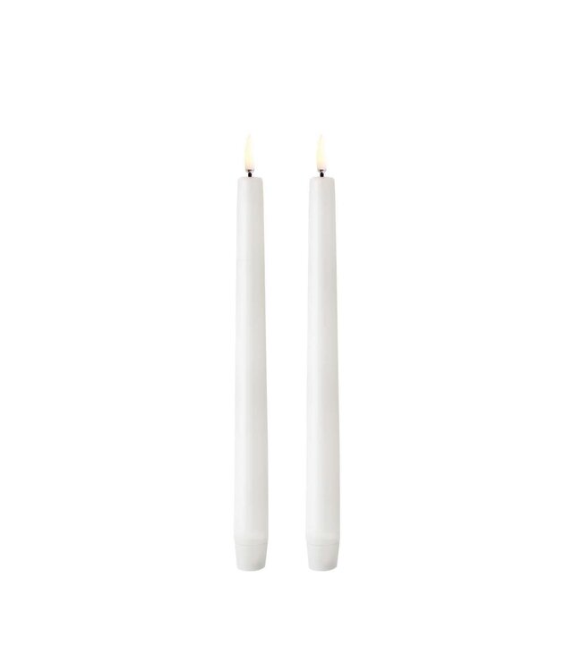 LED Taper Candle, Nordic White, Smooth - Sold as Set 9.8"