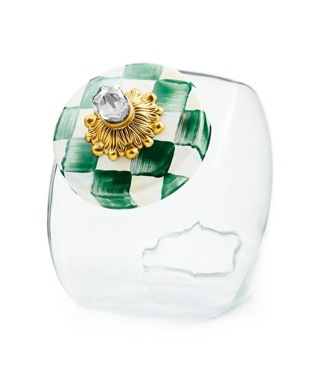 MACKENZIE CHILDS Sweets Jar with Emerald Check Lid