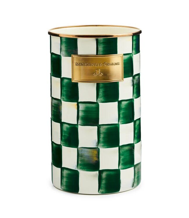 MACKENZIE CHILDS Emerald Check Utensil Holder
