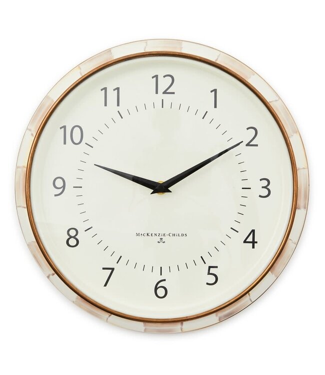 MACKENZIE CHILDS Mocha Check School Wall Clock