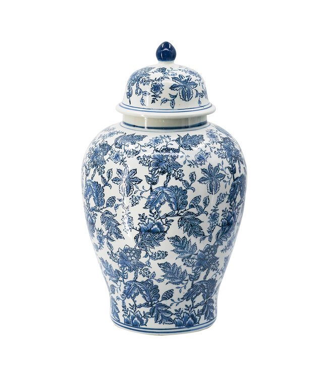 Blue and White Chinoiserie Porcelain Ginger Jar