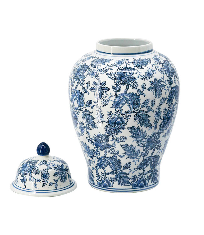 Blue and White Chinoiserie Porcelain Ginger Jar