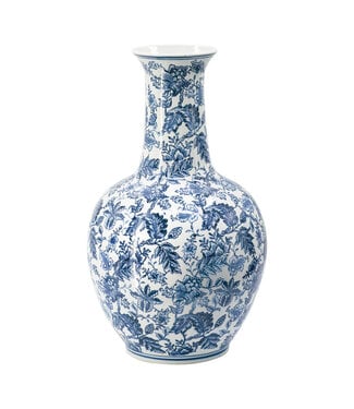 Blue and White Chinoiserie Flower Vase