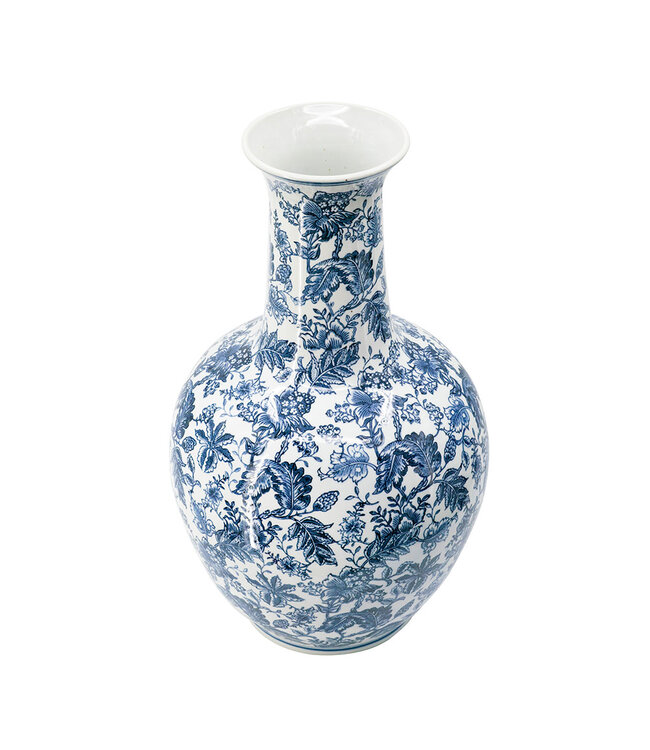 Blue and White Chinoiserie Flower Vase