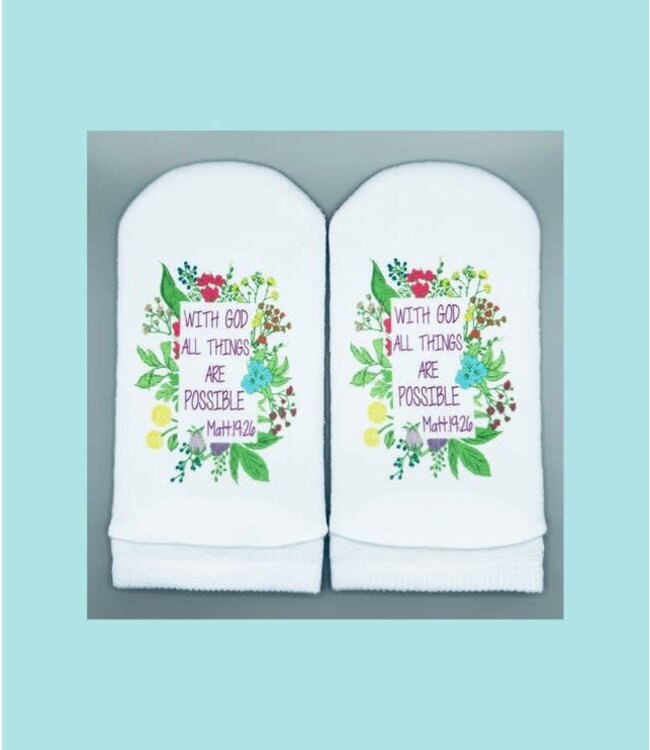 Matthew 19:26 With God All Things Are Possible Socks