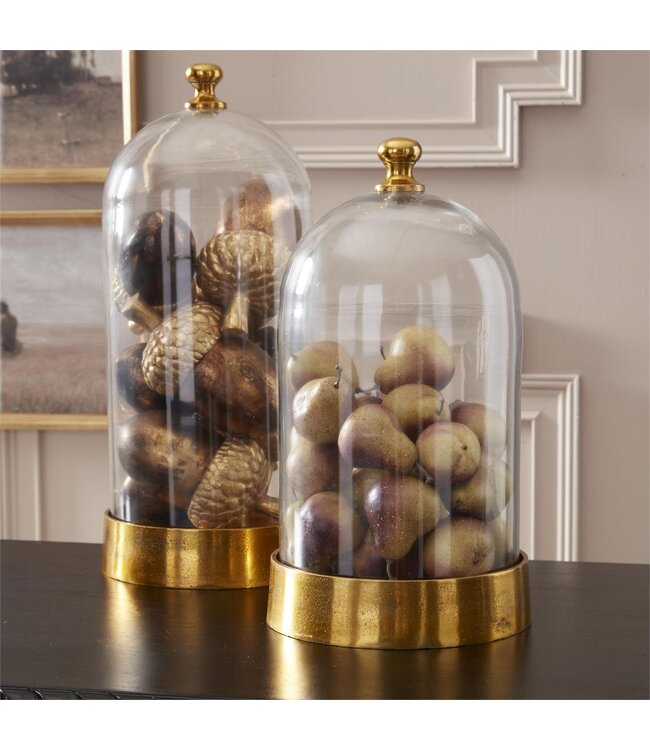 Clear Glass & Antiqued Gold Metal Cloche - Sold Individually