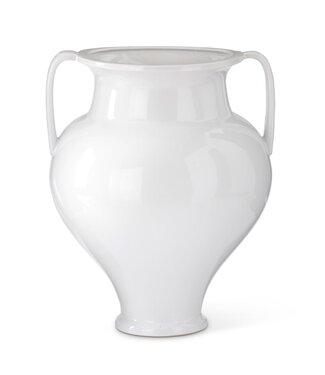 16.25 Inch White Glazed Ceramic Vase