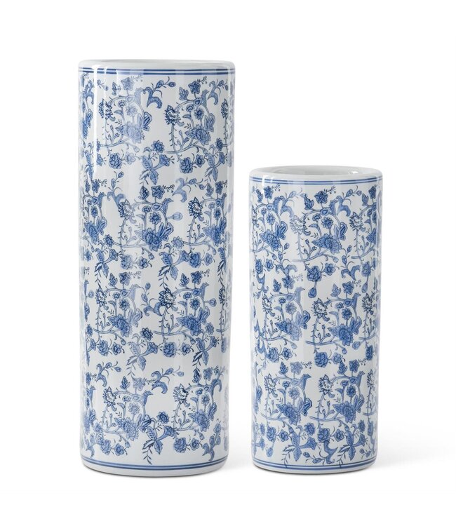 Blue & White Chinoiserie Cylinder Vase - Sold Individually