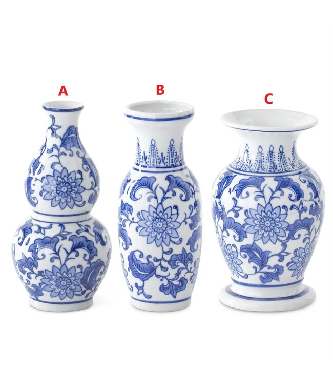 Blue & White Ceramic Chinoiserie Bud Vase