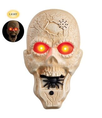 9" Battery Operated Skull Doorbell with Light And Voice Beige Antique