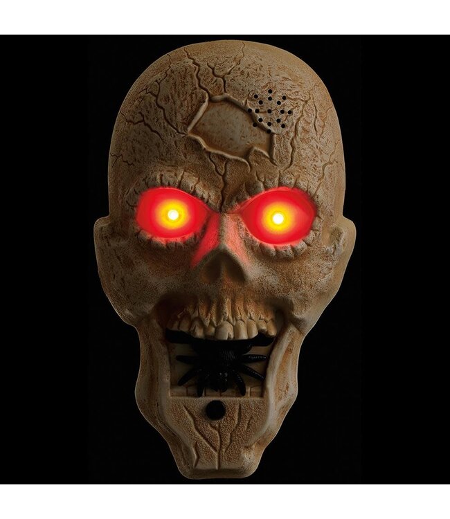 9" Battery Operated Skull Doorbell with Light And Voice Beige Antique
