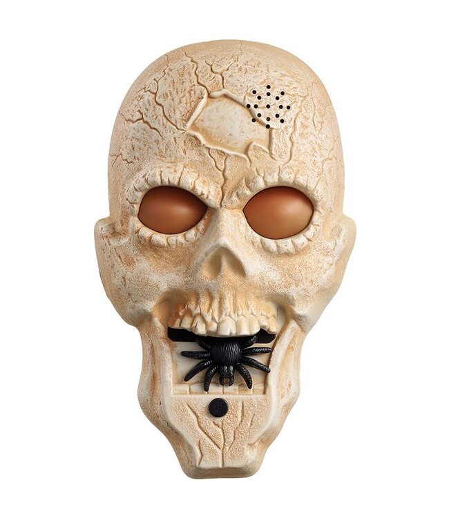9" Battery Operated Skull Doorbell with Light And Voice Beige Antique