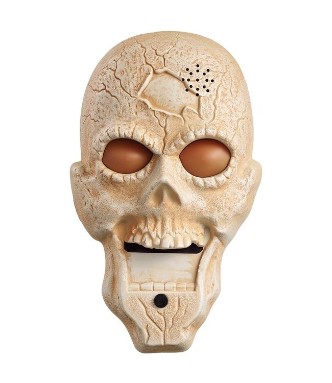 9" Battery Operated Skull Doorbell with Light And Voice Beige Antique
