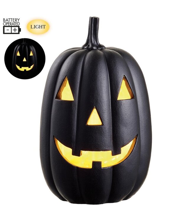 11" Battery Operated Jack-O-Lantern With Light Black