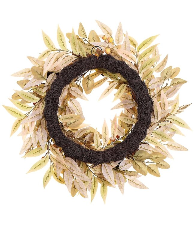 26" Eucalyptus/Berry/Pine Cone Wreath Tan Brown