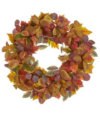 24" Maple/Eucalyptus Leaf Wreath Fall