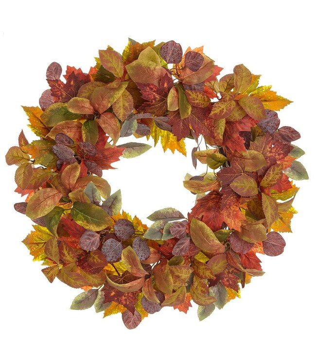 24" Maple/Eucalyptus Leaf Wreath Fall
