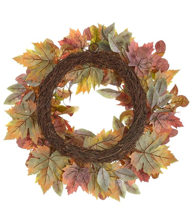 24" Maple/Eucalyptus Leaf Wreath Fall