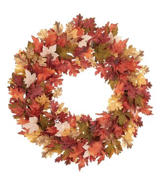 32" Maple/Oak Leaf Wreath  Brown Green