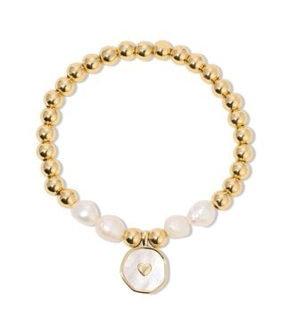 Heart + Pearls Stretch Charm Bracelet