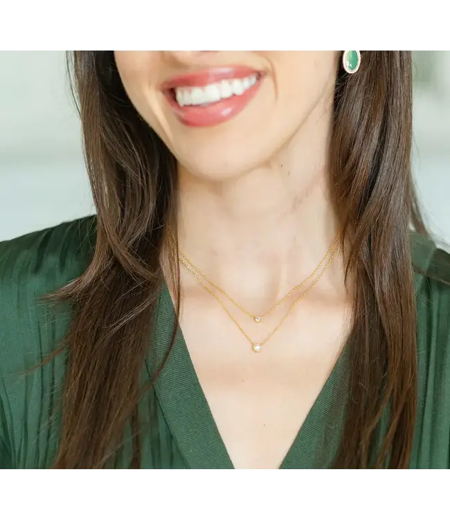 Double Layer Appeal Framed CZ Necklace