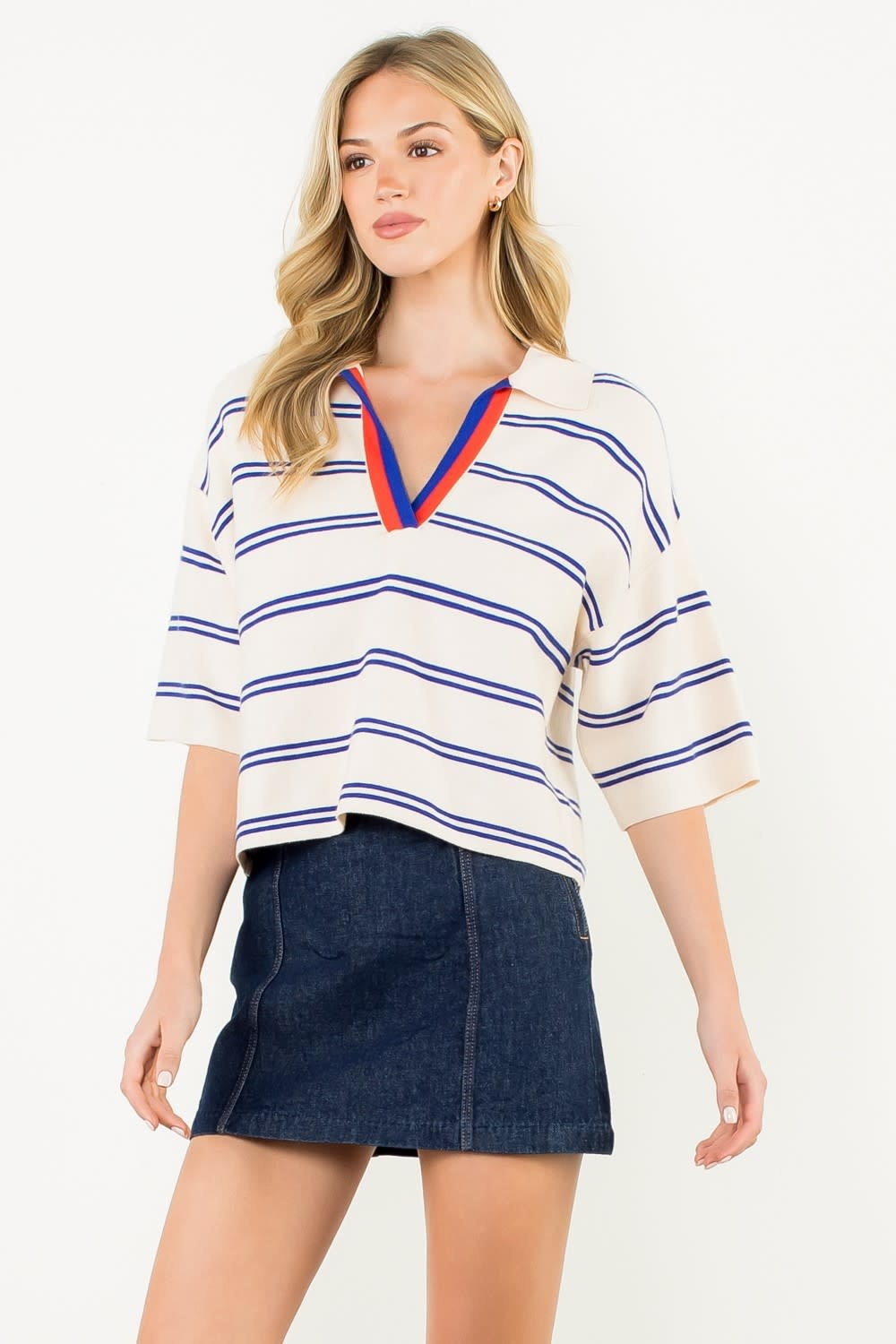 Jasmine Short Sleeve Striped Knit Top - Amber Marie and Company